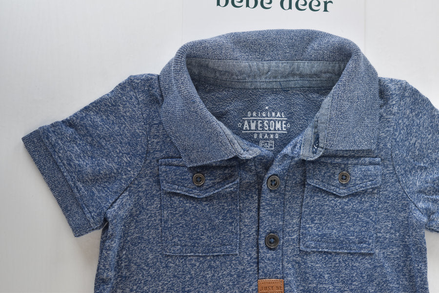 Blue marl polo romper