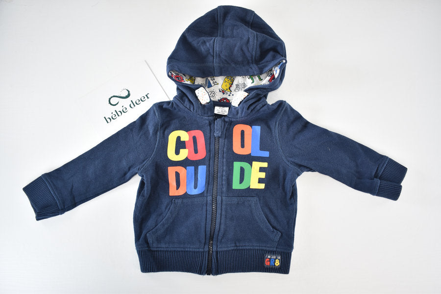 Cool dude hooded jacket with monster print hood lining