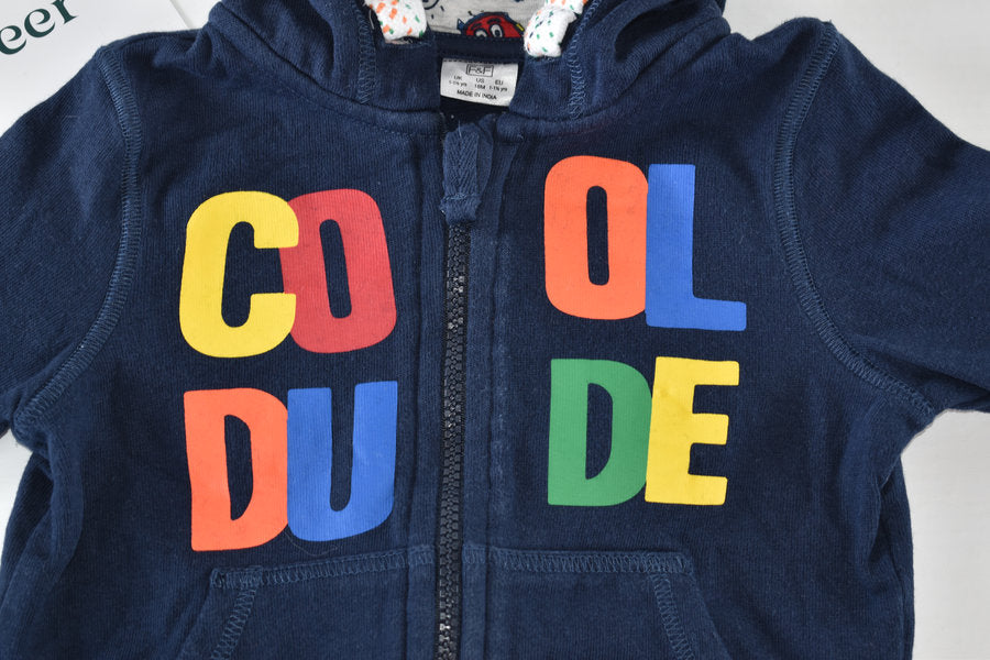 Cool dude hooded jacket with monster print hood lining