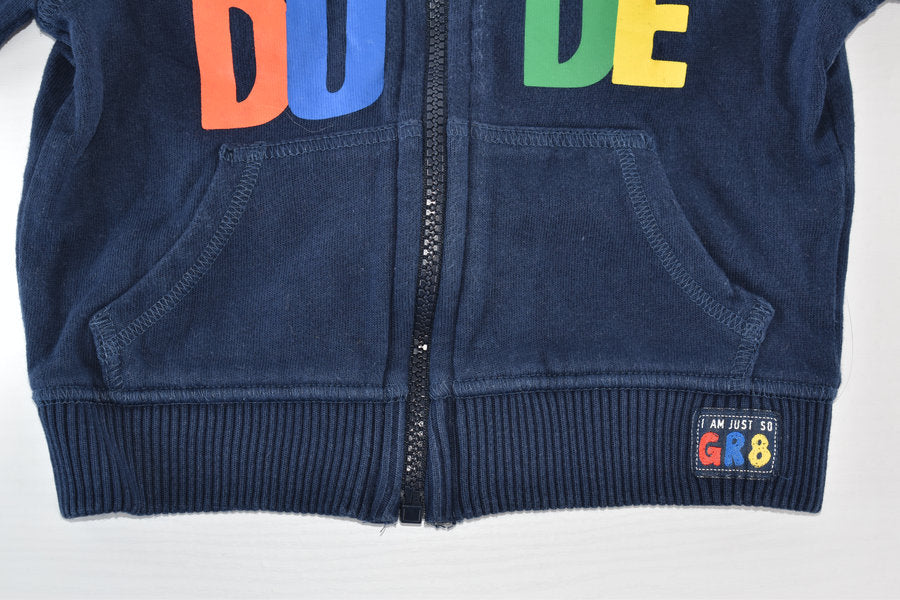 Cool dude hooded jacket with monster print hood lining