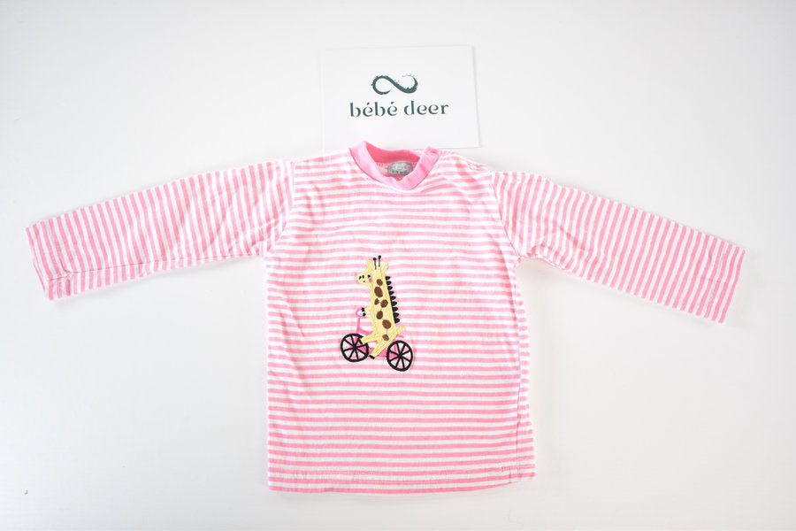Striped top with embroidered giraffe