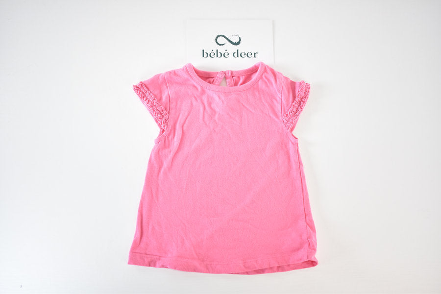 Pink sleeveless top with frilled sleeves