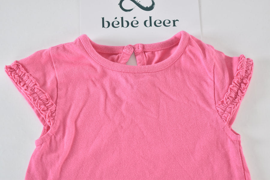 Pink sleeveless top with frilled sleeves