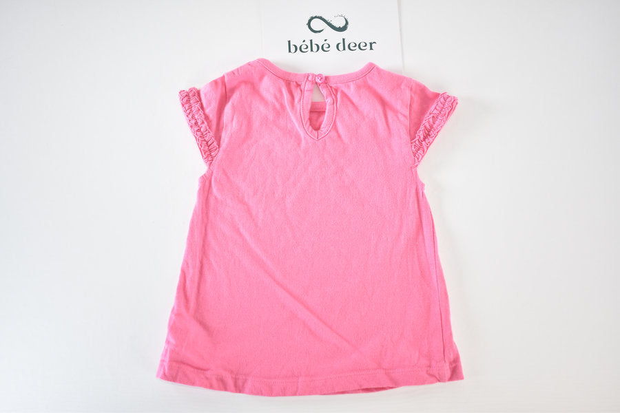 Pink sleeveless top with frilled sleeves