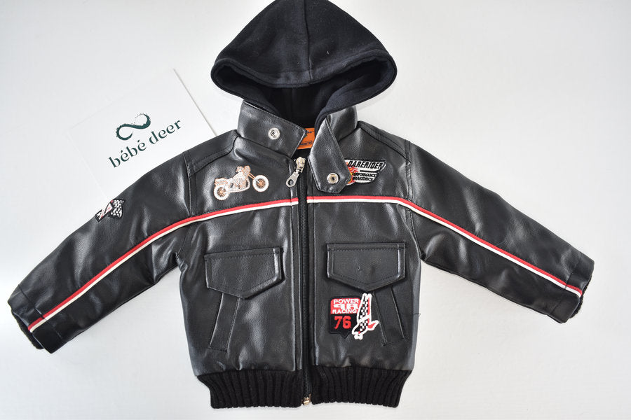 Biker style faux leather jacket
