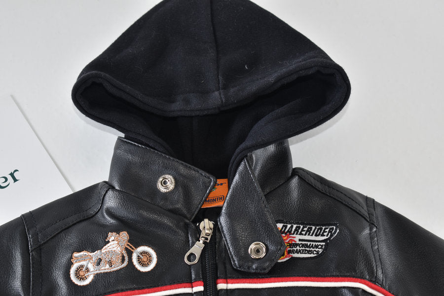Biker style faux leather jacket