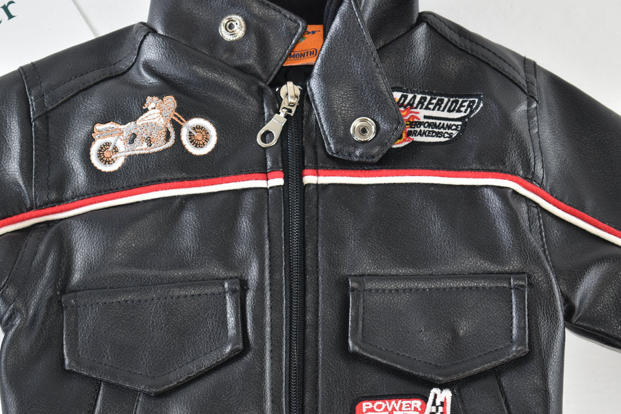 Biker style faux leather jacket