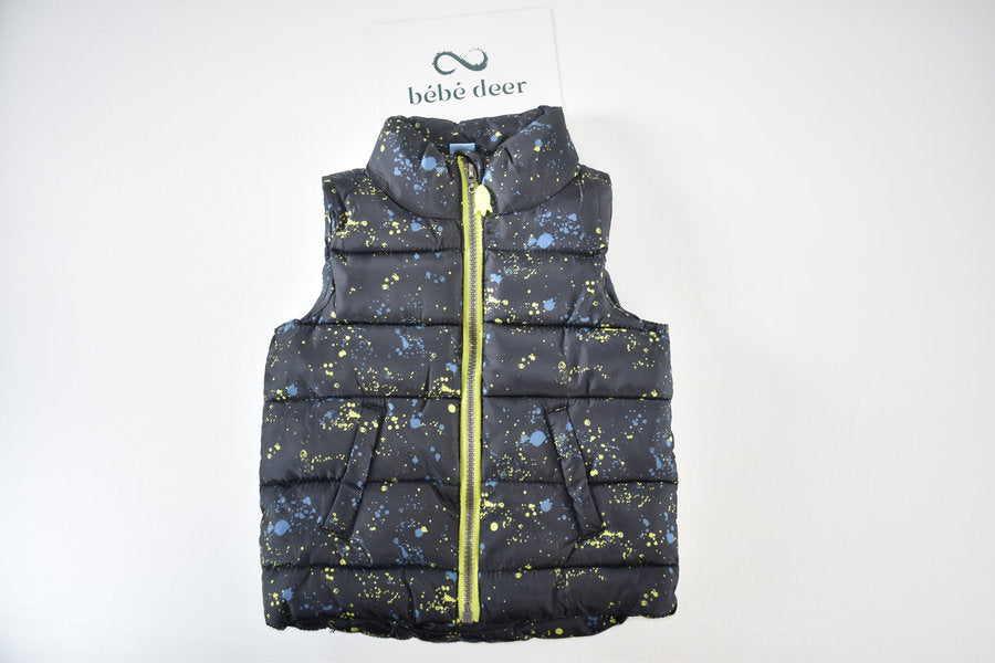 Paint splatter padded gilet