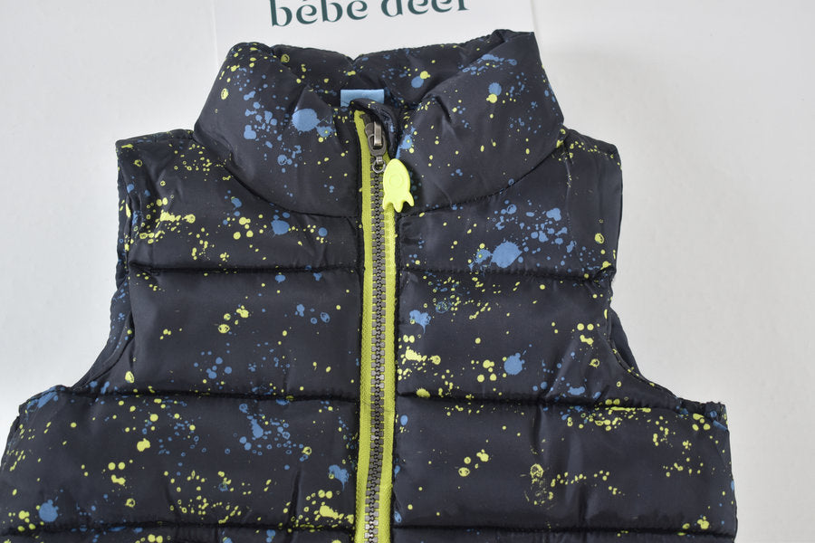 Paint splatter padded gilet