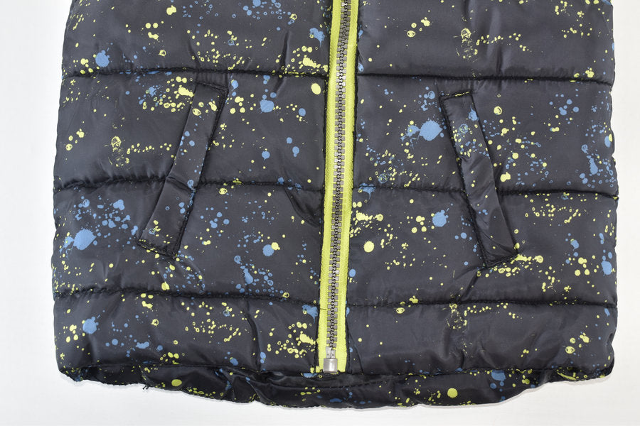 Paint splatter padded gilet
