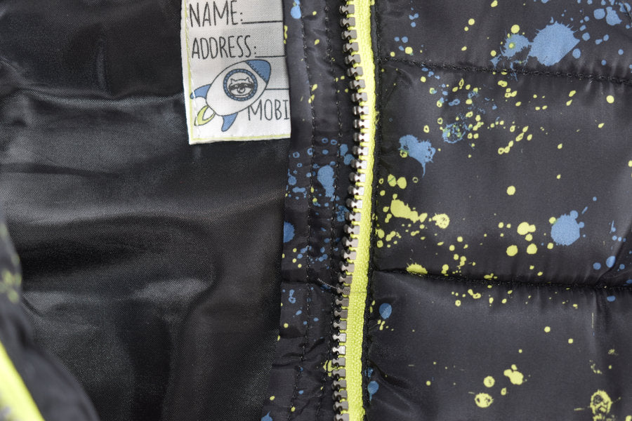 Paint splatter padded gilet