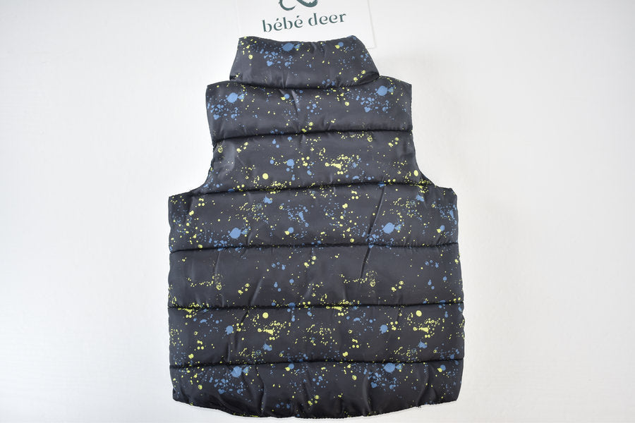 Paint splatter padded gilet