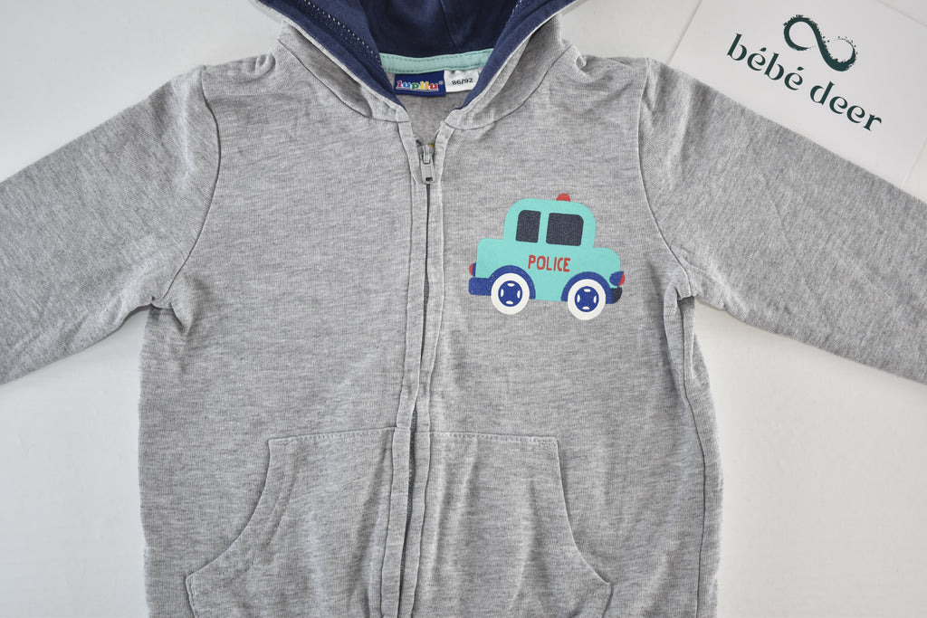 Police car lightweight zip-up hoodie