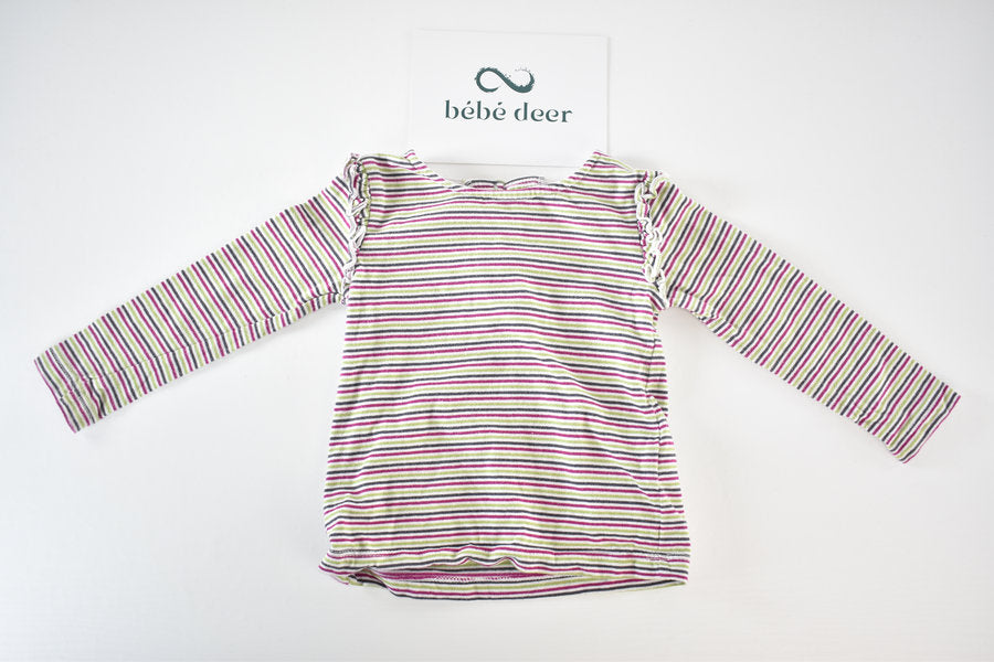Striped long sleeve top with frill details