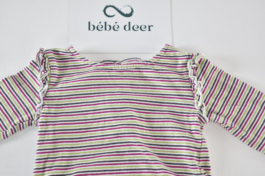 Striped long sleeve top with frill details