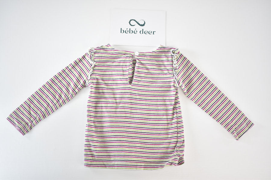 Striped long sleeve top with frill details