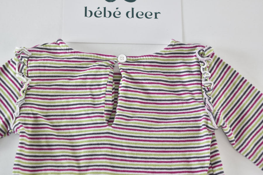 Striped long sleeve top with frill details