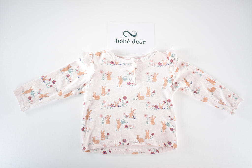 Rabbit print long sleeve top