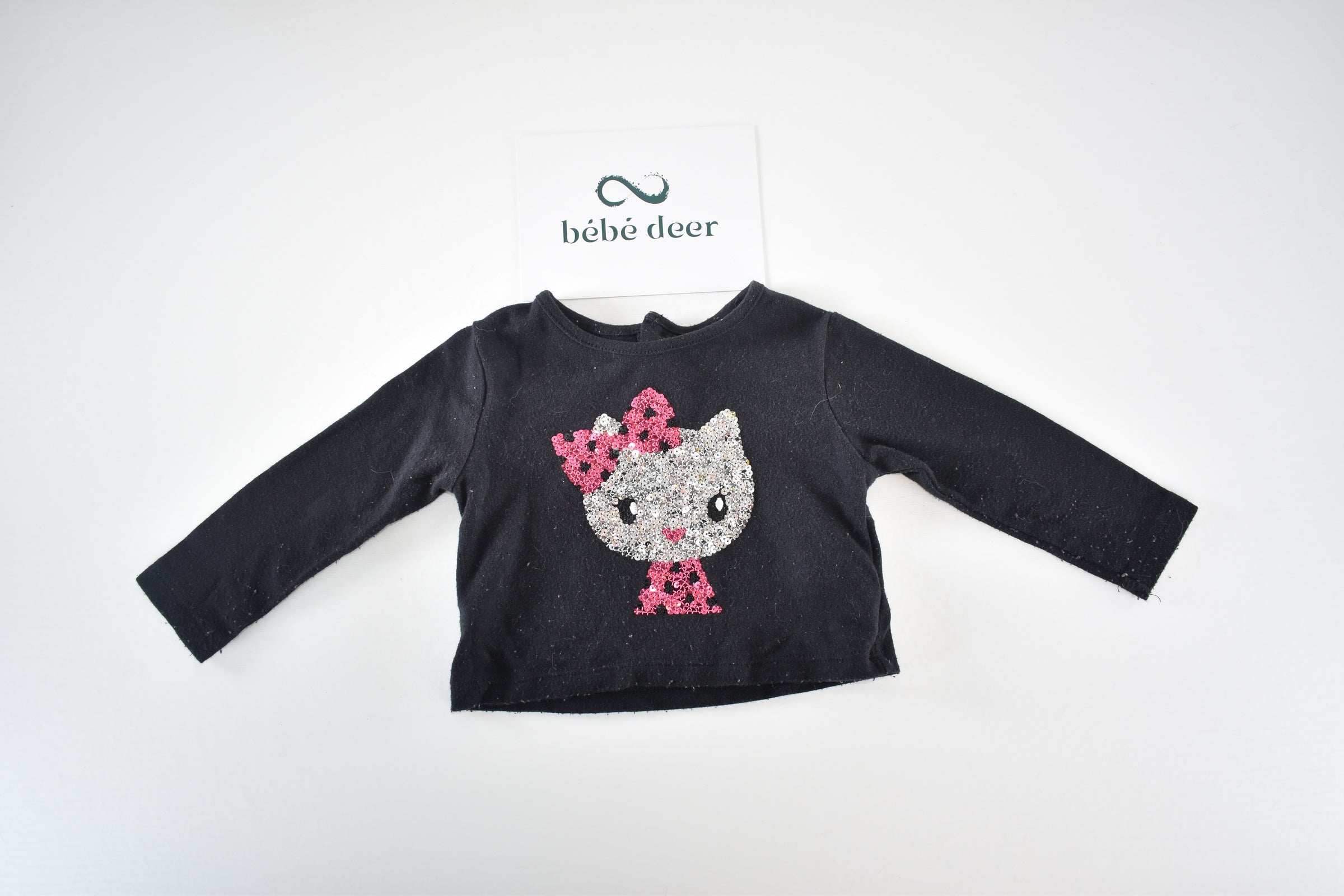 Black sequin Hello Kitty crop top