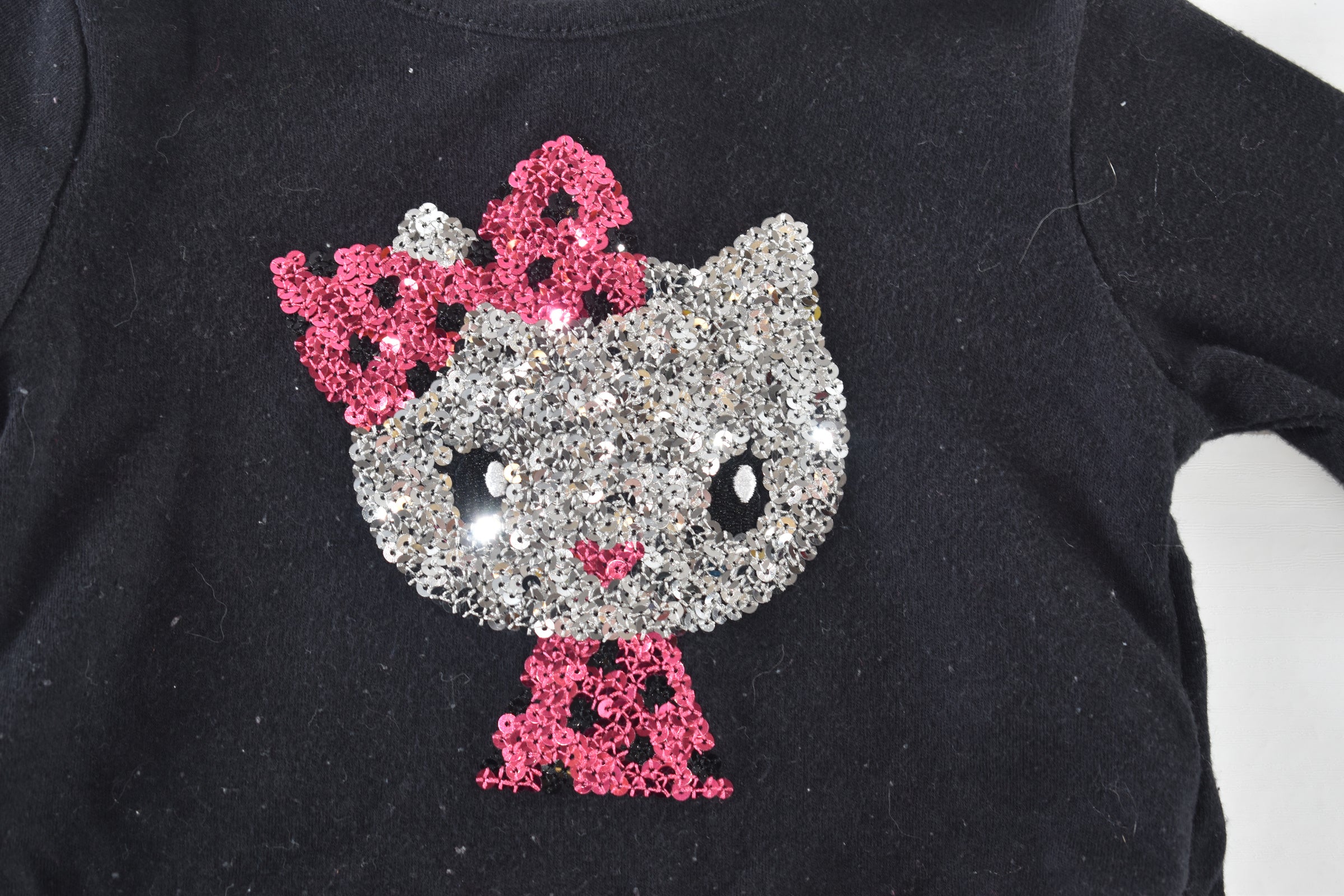 Black sequin Hello Kitty crop top