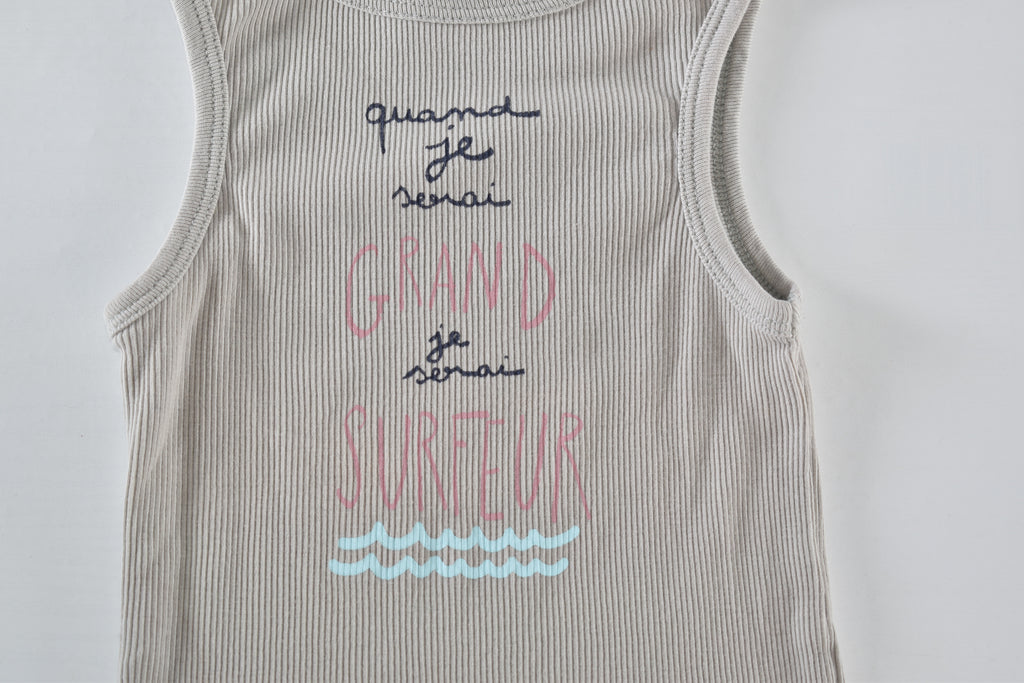 Ribbed surfer slogan vest top