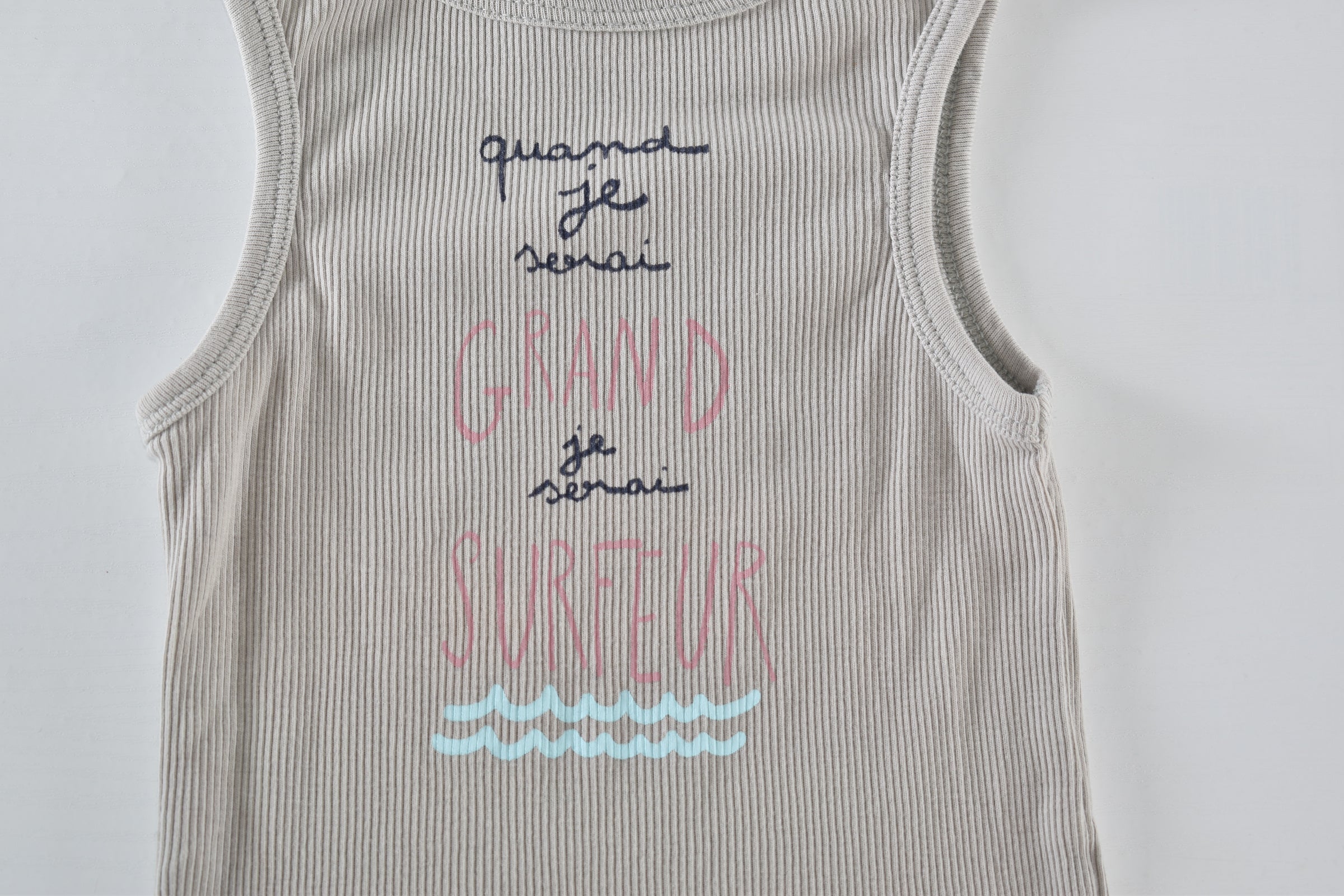 Ribbed surfer slogan vest top