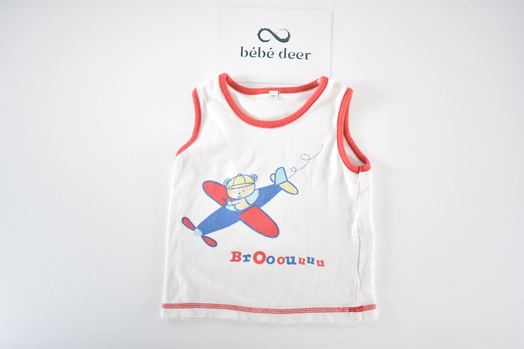 Aeroplane sleeveless top with bear pilot print