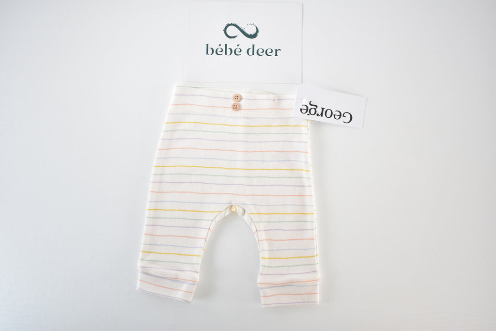 Pantalon côtelé rayé pastel