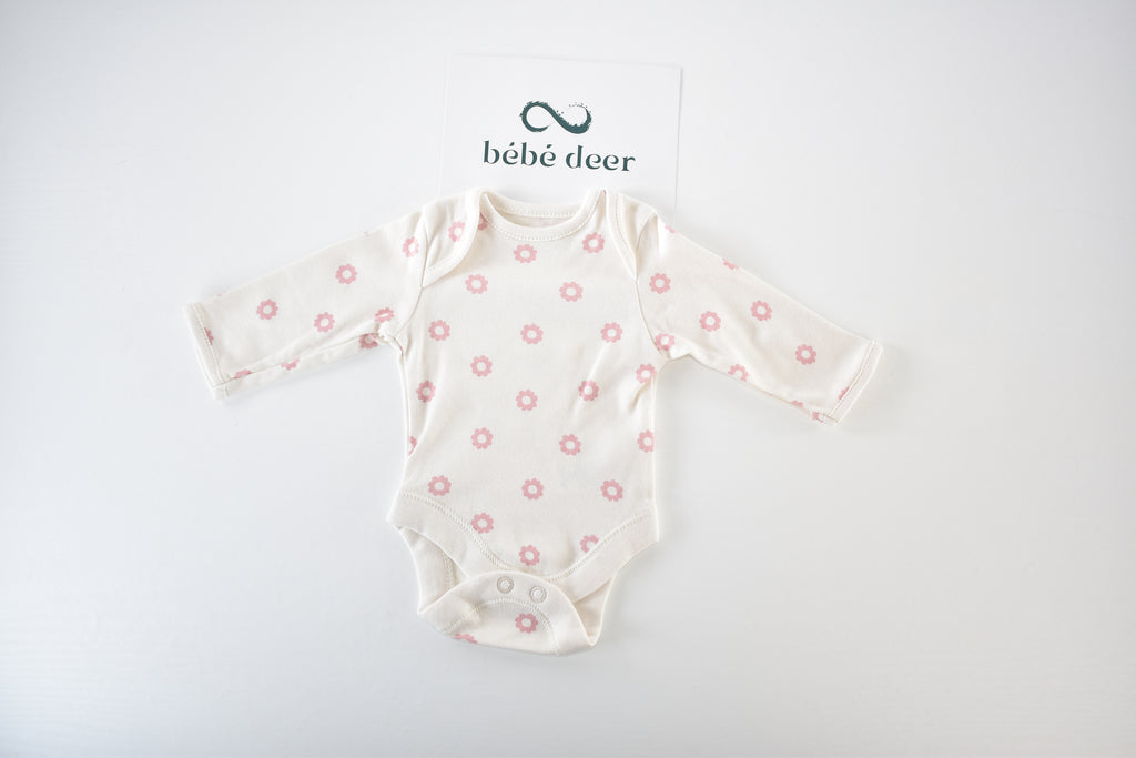 TINY BABY - Body à manches longues marguerite rose