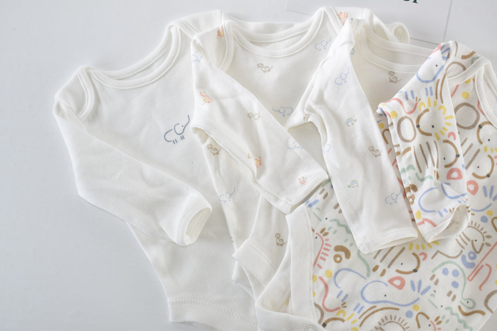 Set of 4 long sleeve bodysuits animal prints