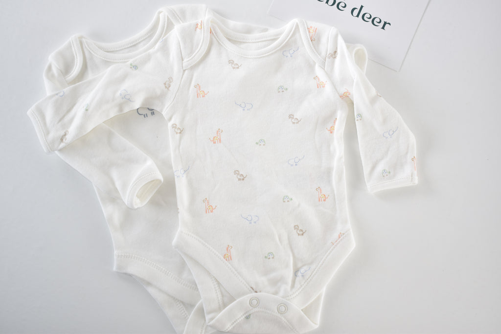 Set of 4 long sleeve bodysuits animal prints