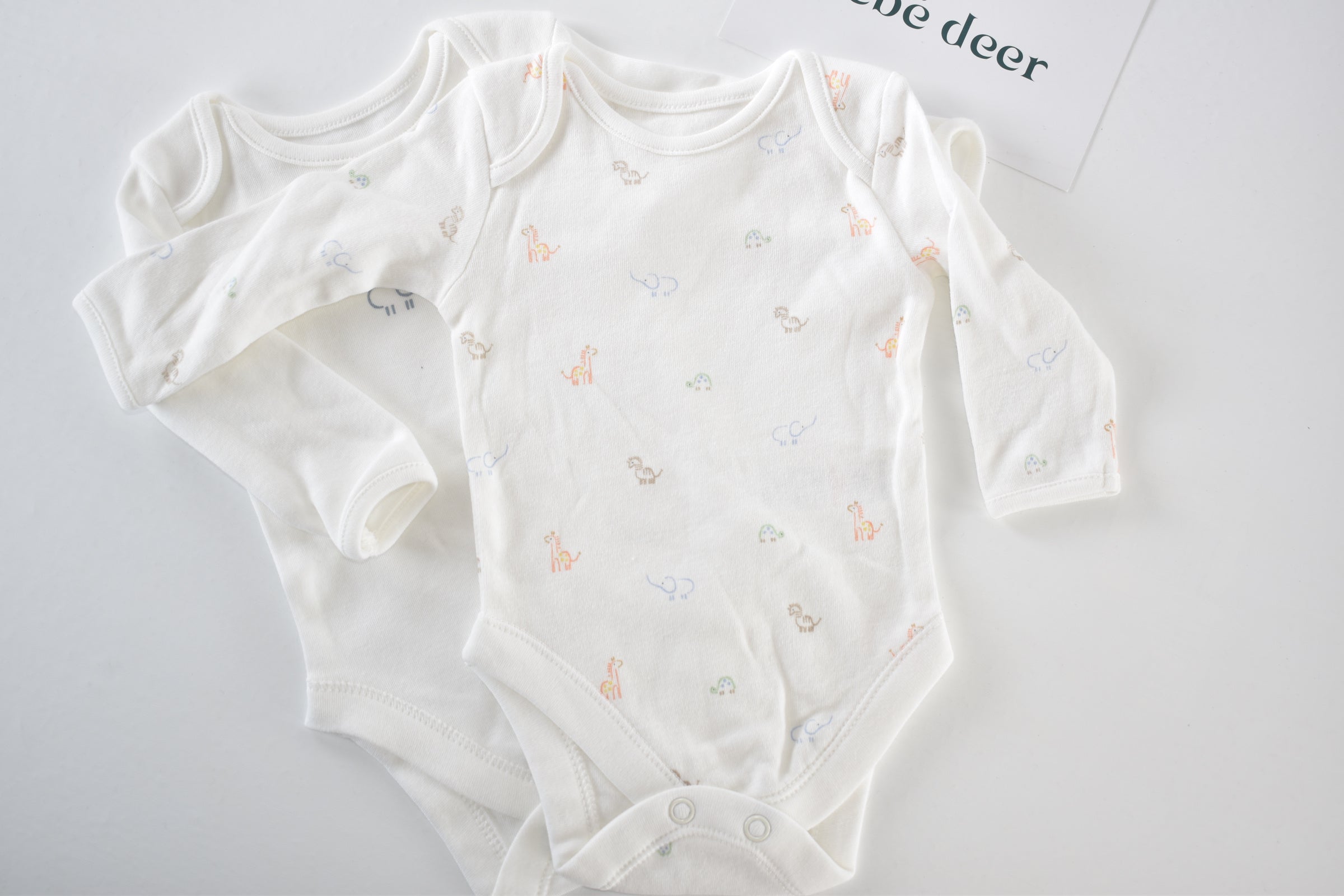 Set of 4 long sleeve bodysuits animal prints