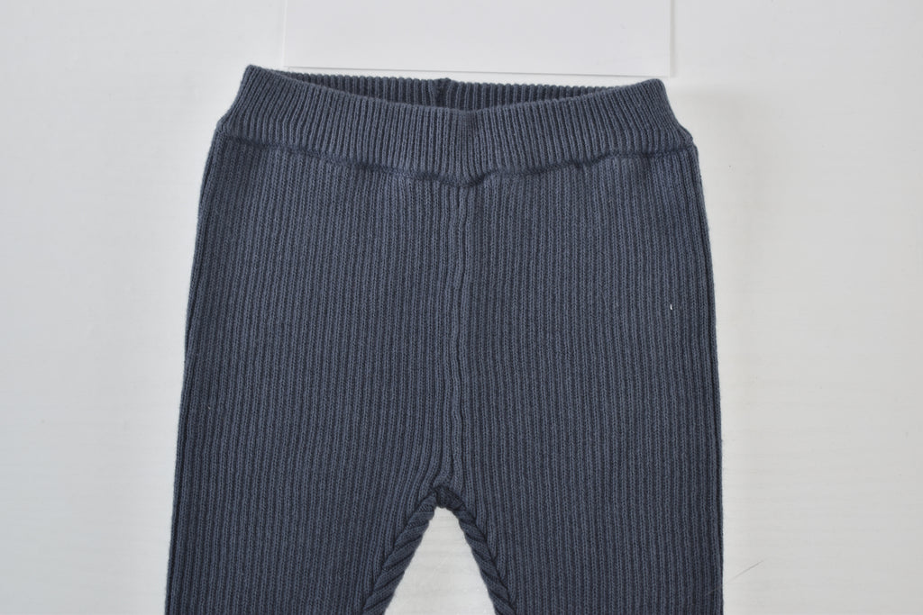 Grey ribbed cotton leggings