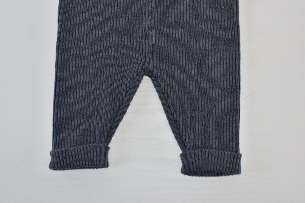 Grey ribbed cotton leggings