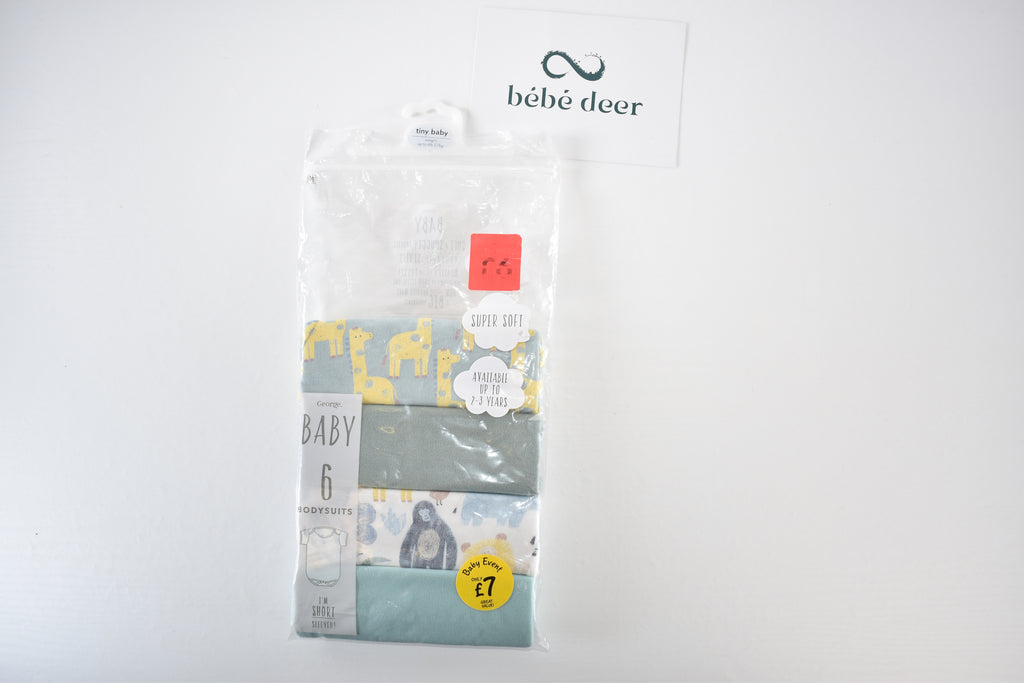 TINY BABY – Lot de 4 bodys à manches courtes (provenant d'un lot de 6) – neuf avec étiquette