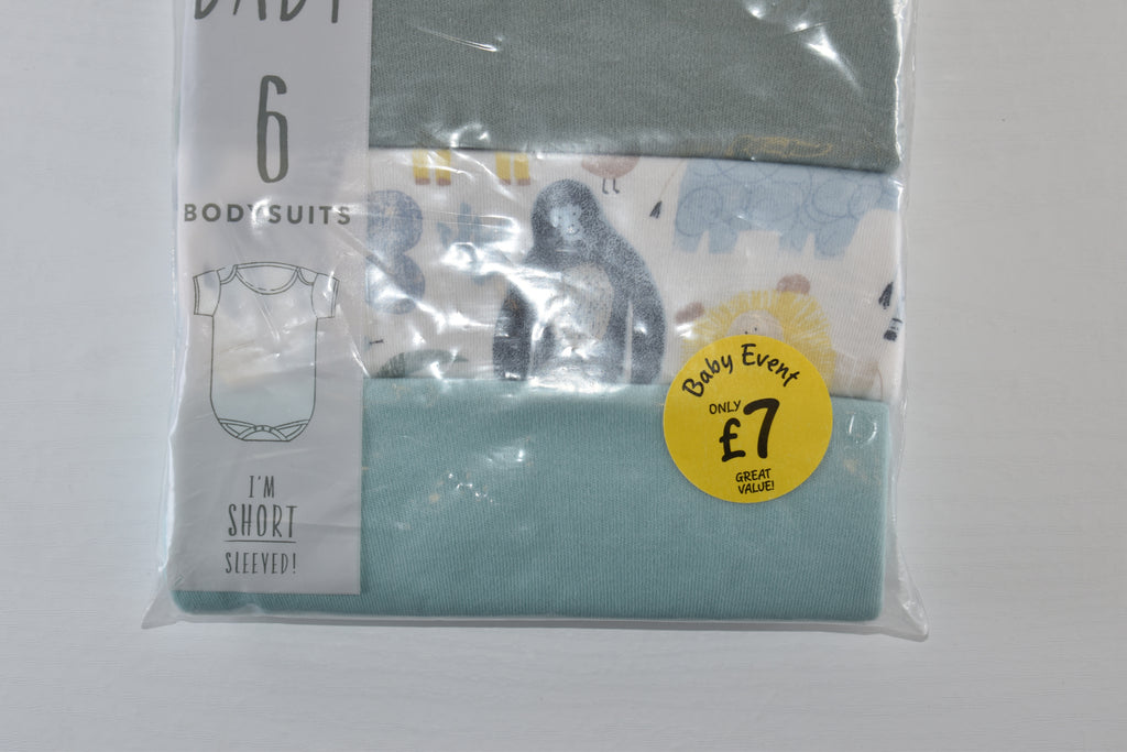 TINY BABY – Lot de 4 bodys à manches courtes (provenant d'un lot de 6) – neuf avec étiquette