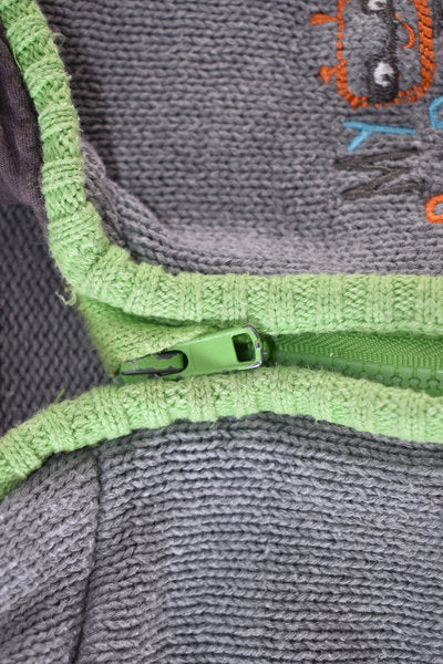 Grey “My Robot” Hooded Knit Cardigan