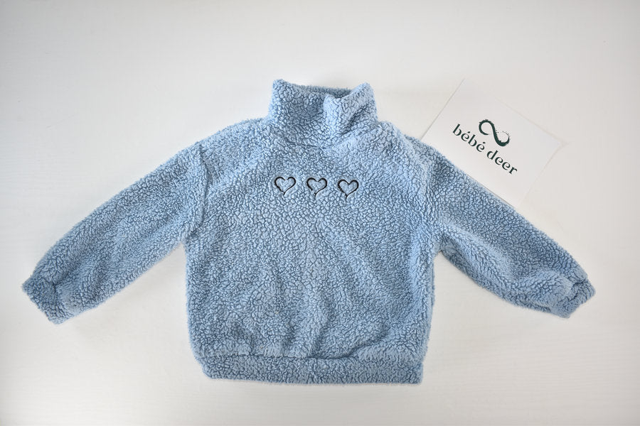 Blue Fleece Jumper with Hearts