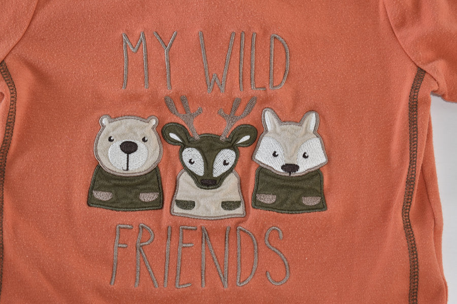 “My Wild Friends” Embroidered Long Sleeve Top