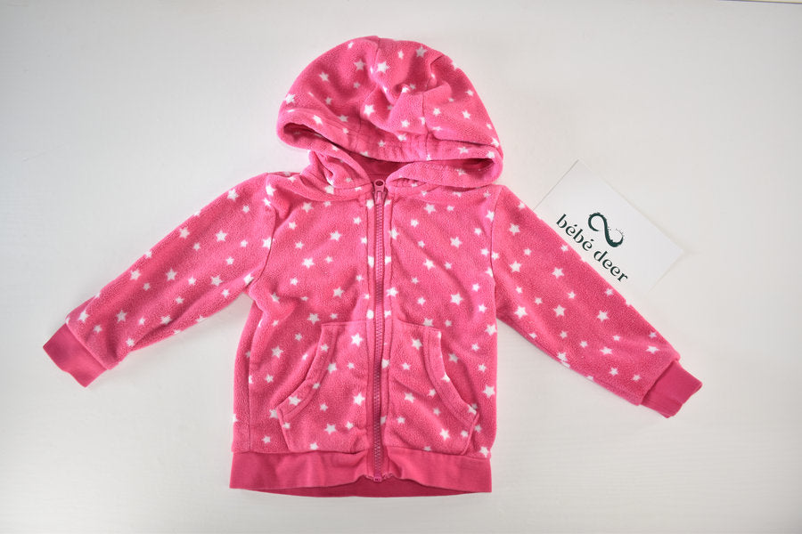 Sweat à capuche zippé à imprimé étoiles roses
