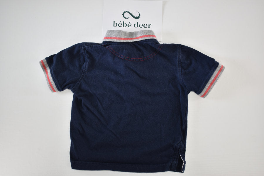 Navy Polo Shirt with Embroidered “American Bus Station”