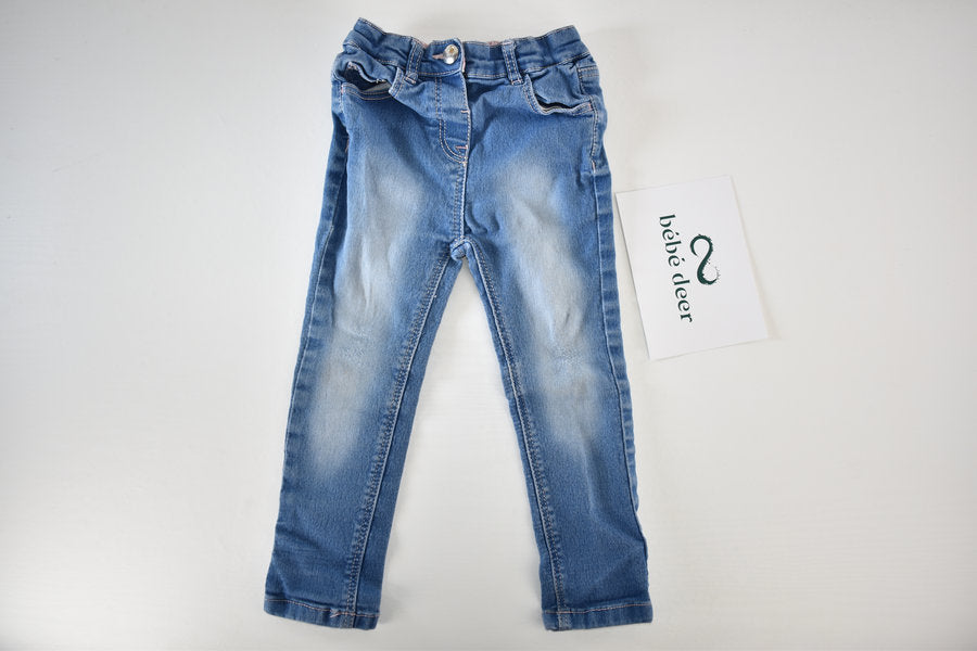 Light Wash Denim Jeggings with Elastic Waist