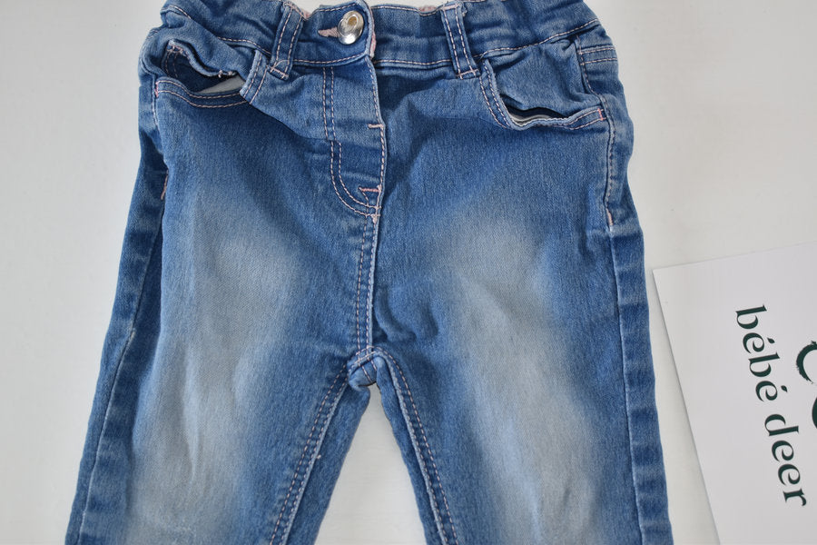 Light Wash Denim Jeggings with Elastic Waist