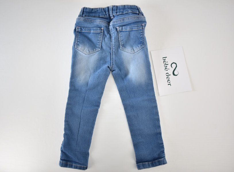 Light Wash Denim Jeggings with Elastic Waist