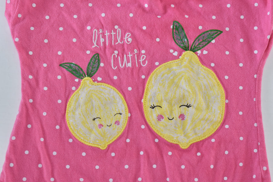 Haut imprimé citron “Little Cutie” avec nœud sur le devant