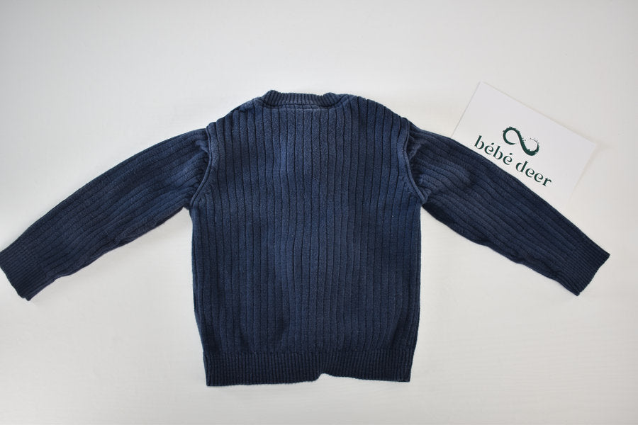 Blue Ribbed Zip Cardigan