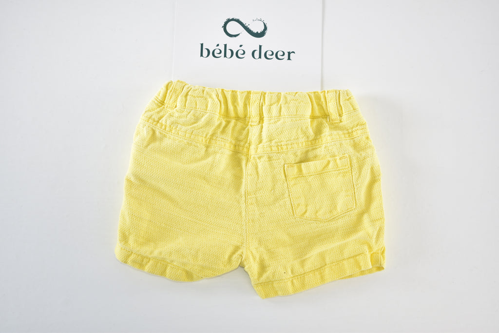 Yellow textured shorts with ruffle details
