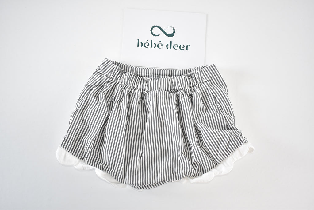 Striped shorts with frill trim