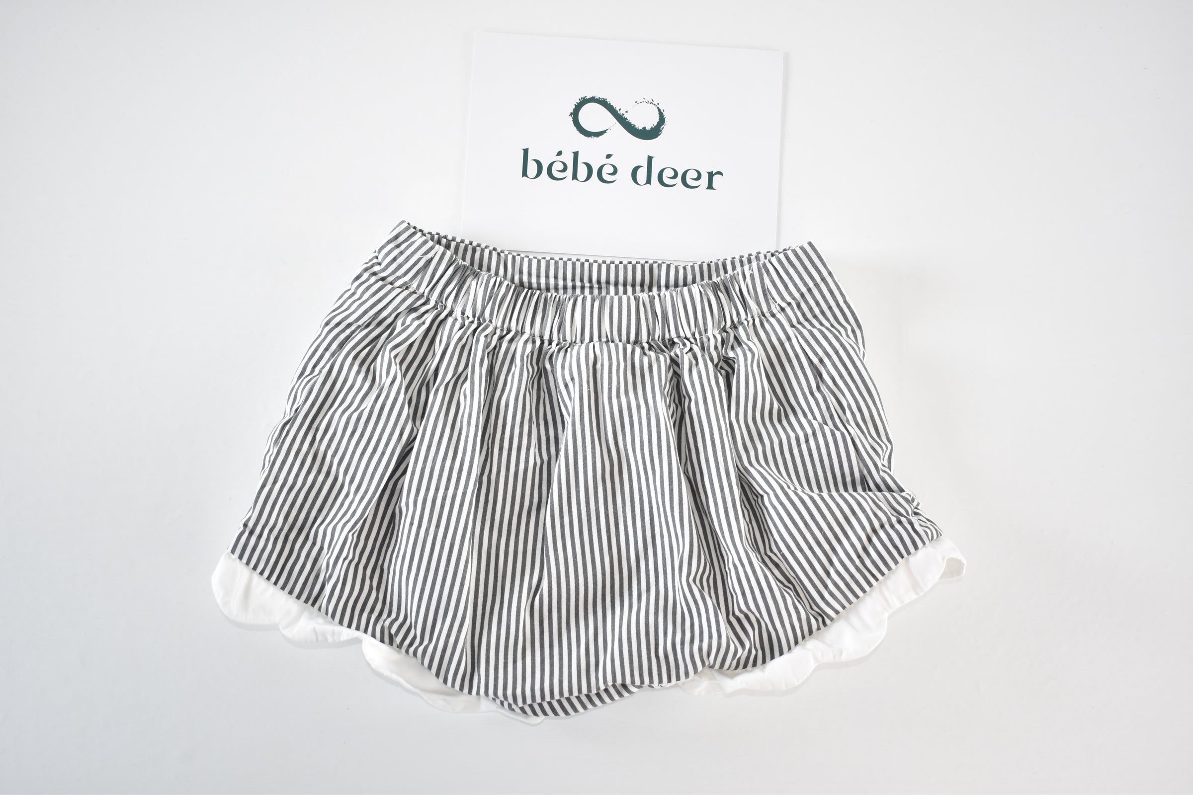 Striped shorts with frill trim