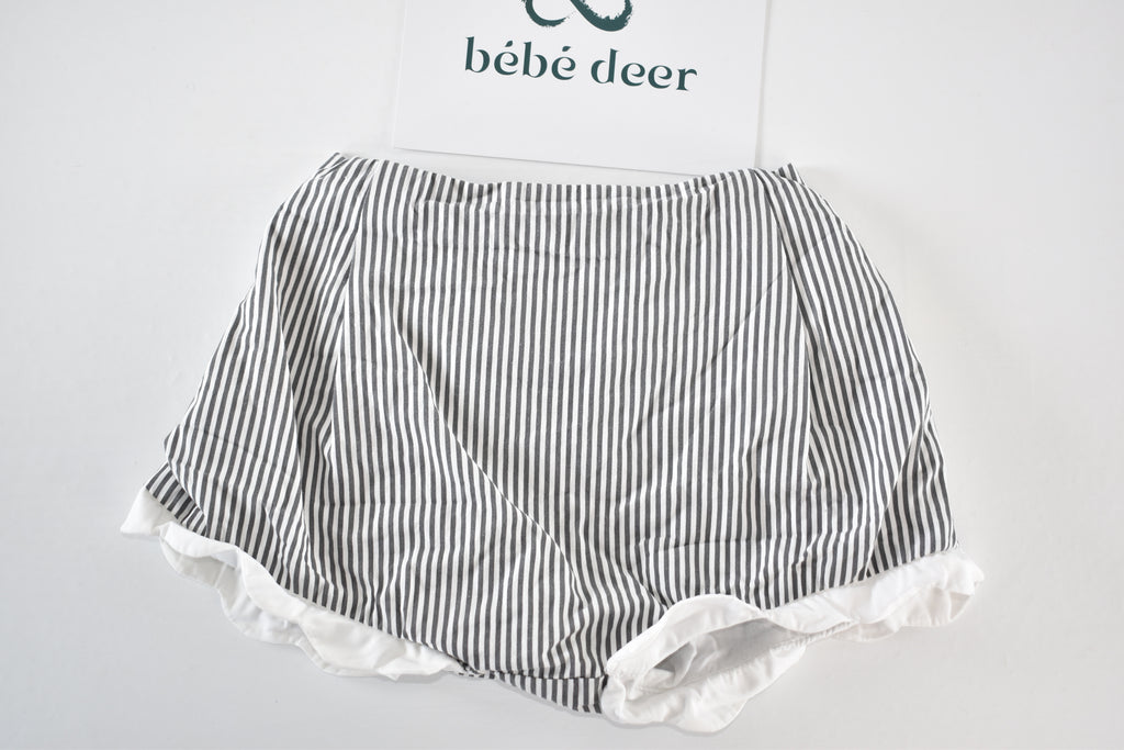 Striped shorts with frill trim